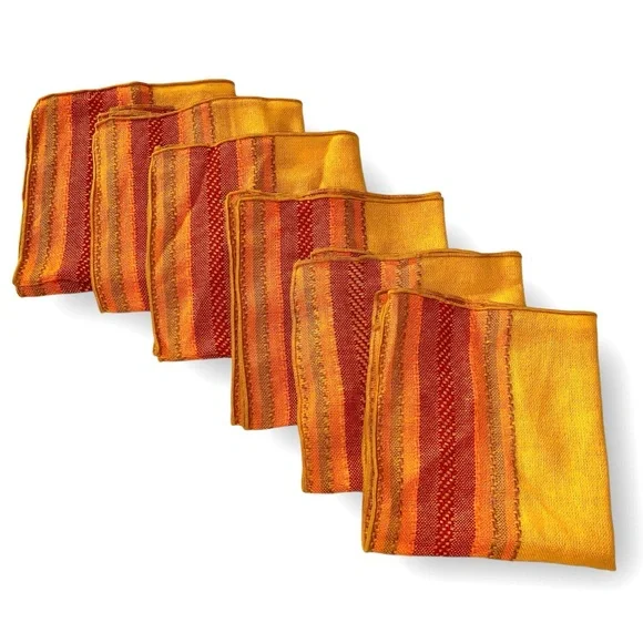 v i n t a g e :: Vibrant Woven Table Cloth 6 Napkin Set MCM Boho - Picture 8 of 16